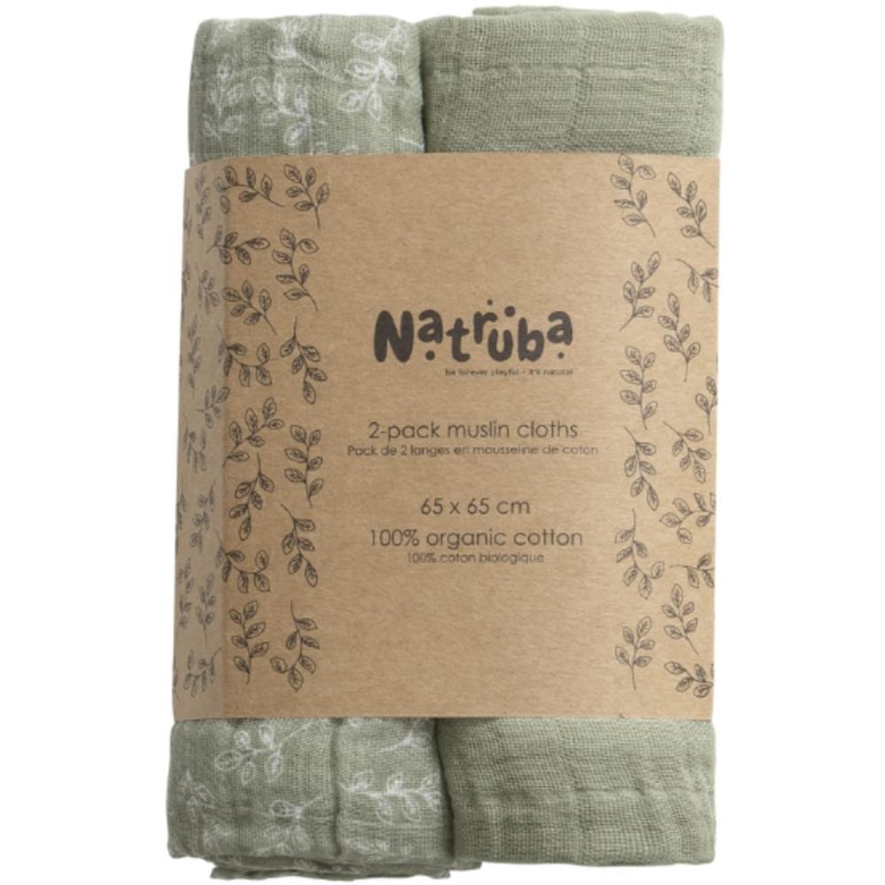 Pack 2 langes en coton bio vert (Natruba) - Image 1