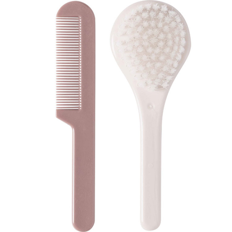 Set de coiffure peigne et brosse bébé rose blossom (Luma Babycare) - Image 1