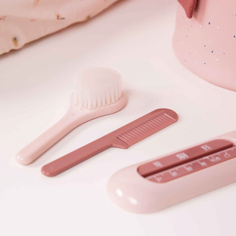 Set de coiffure peigne et brosse bébé rose blossom (Luma Babycare) - Image 3