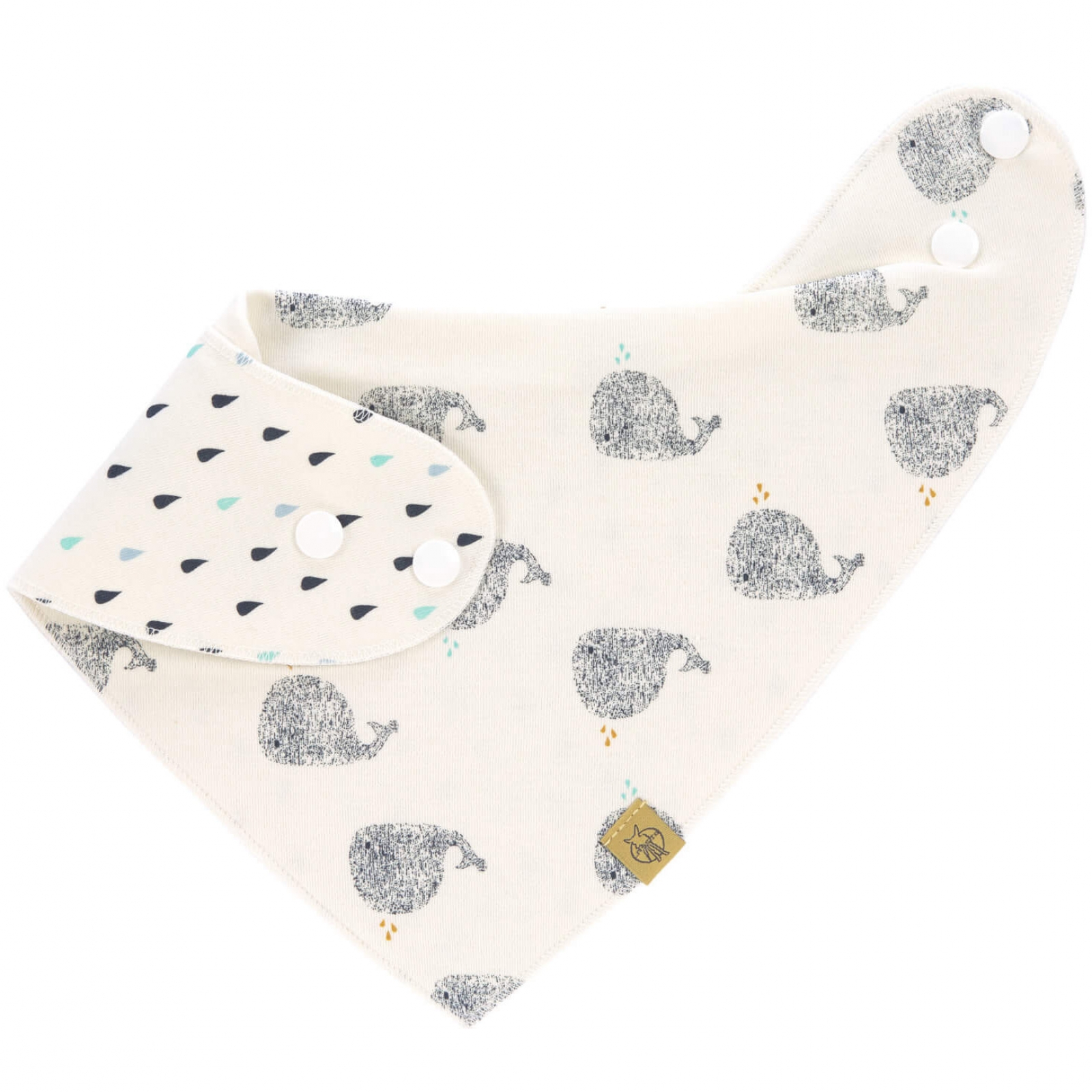 Bavoir bandana en coton bio baleine Little Water (Lässig) - Image 2