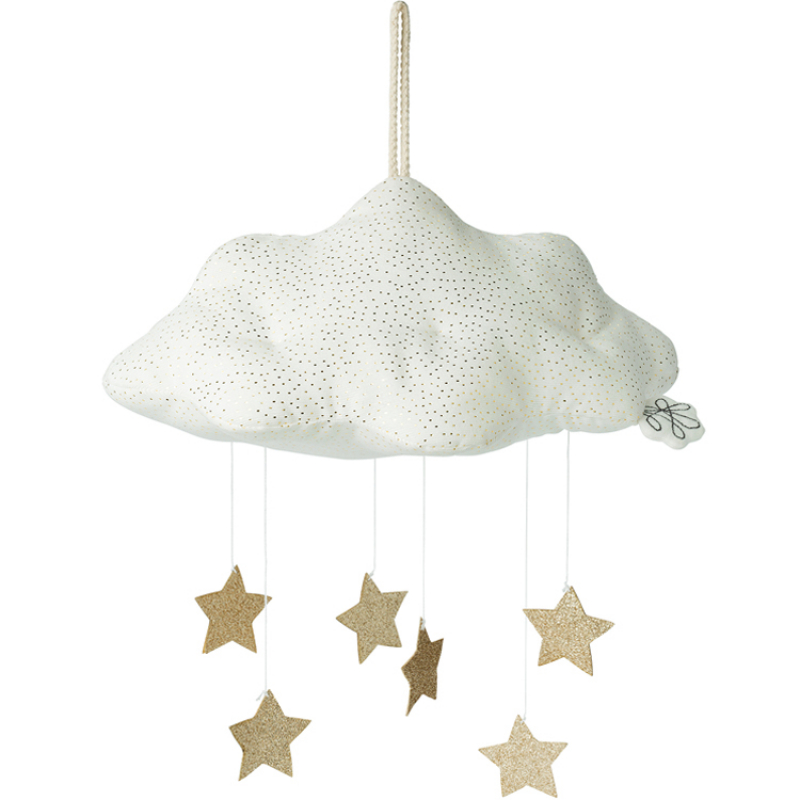 Mobile décoratif nuage avec étoiles blanc et doré (Picca Loulou) - Couverture