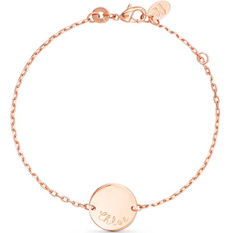 Bracelet Pastille sur chaîne personnalisable (plaqué or rose) (Merci Maman) - Image 1