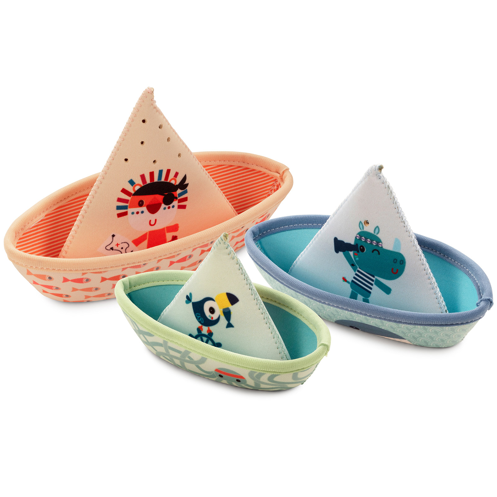 Lot de 3 jouets de bain bateau Jungle (Lilliputiens) - Image 1