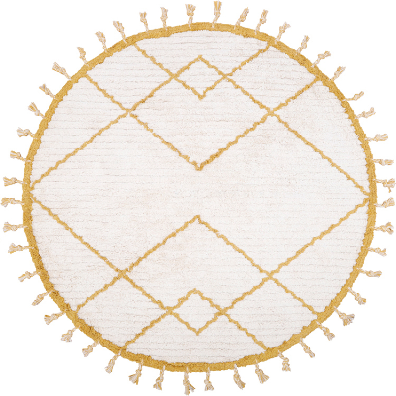 Tapis lavable rond Côme écru et mangue (120 cm) (Nattiot) - Image 1