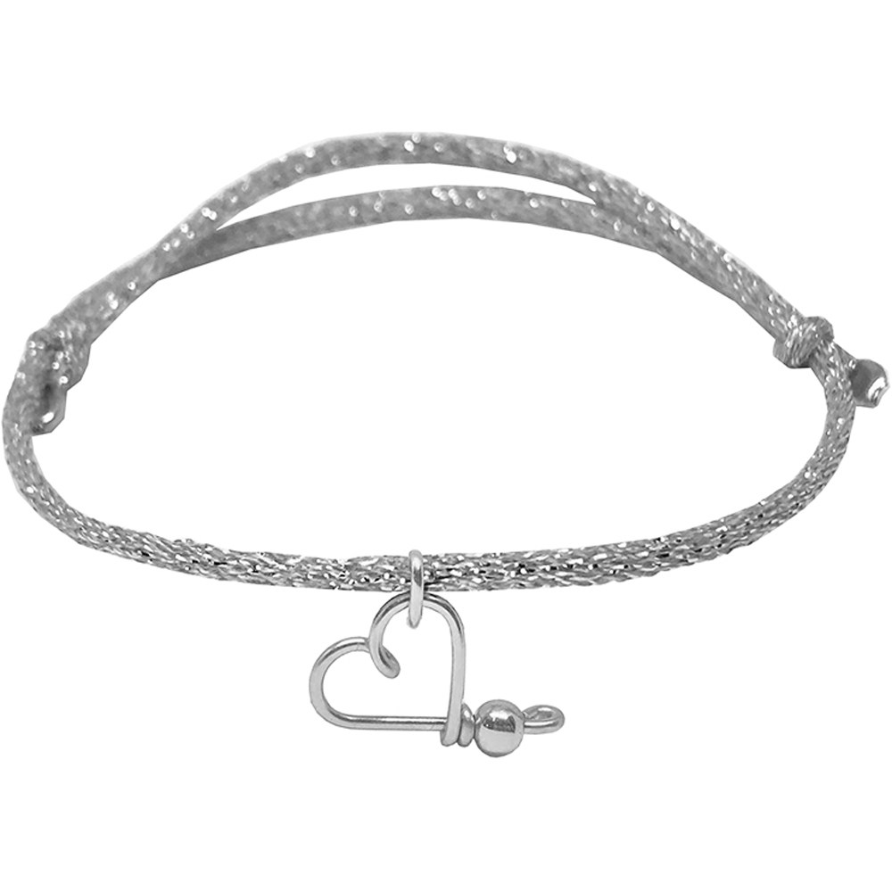 Bracelet cordon paillette Mon petit cœur argent (personnalisable) (Padam Padam) - Couverture