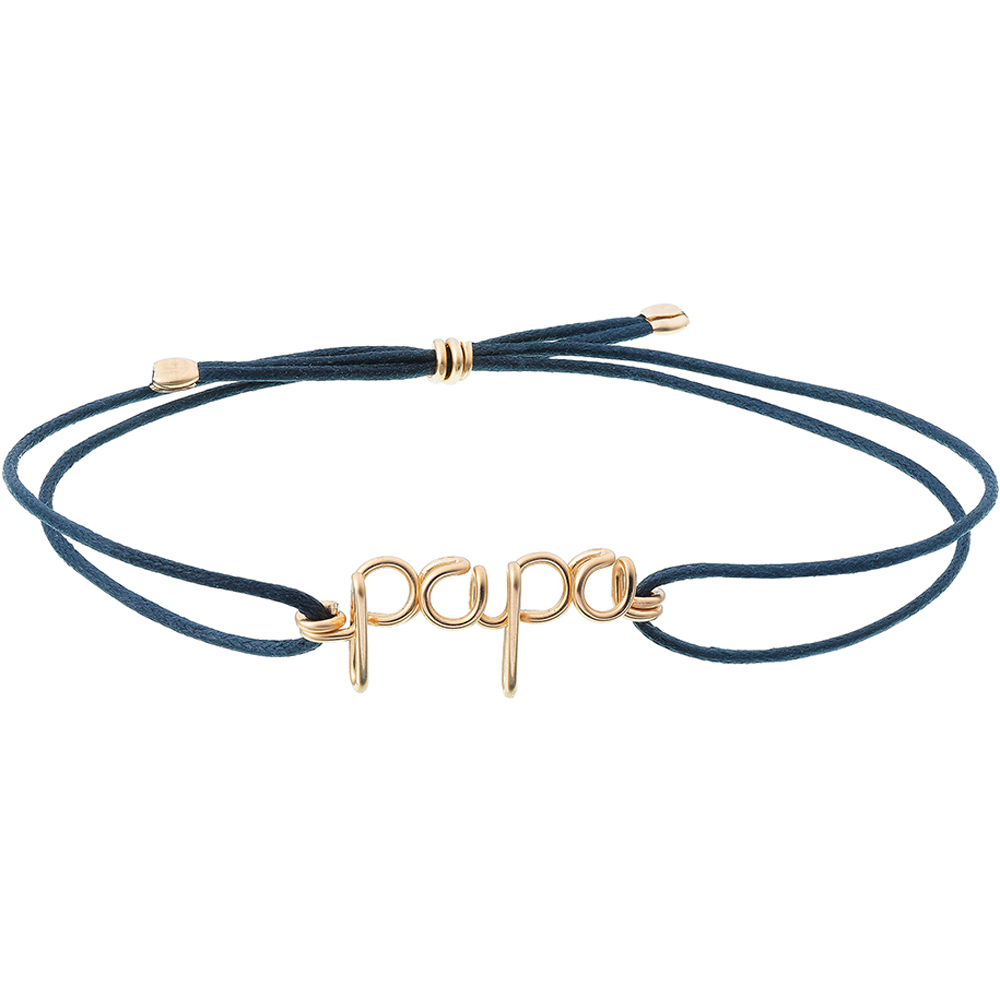 Bracelet cordon coton ciré Papa goldfilled jaune (personnalisable) (Padam Padam) - Image 1