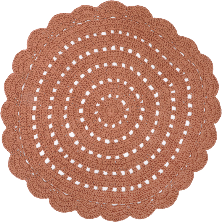 Tapis lavable rond Alma crochet ambre lavable en machine (120 cm) (Nattiot) - Image 1