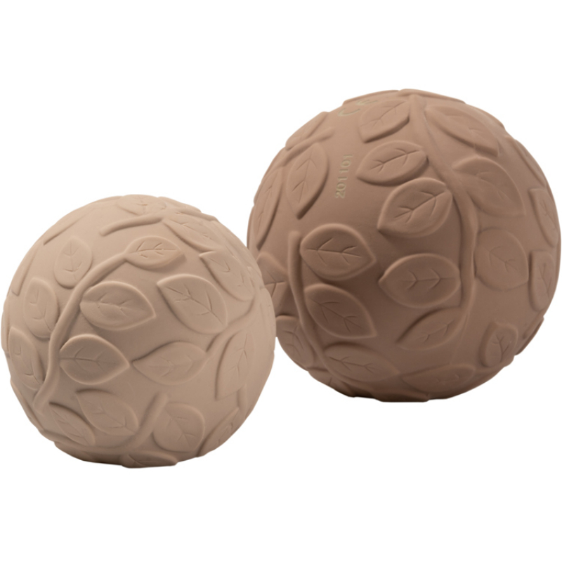 Lot de 2 balles sensorielles en hévéa Earth marrons (Natruba) - Image 1