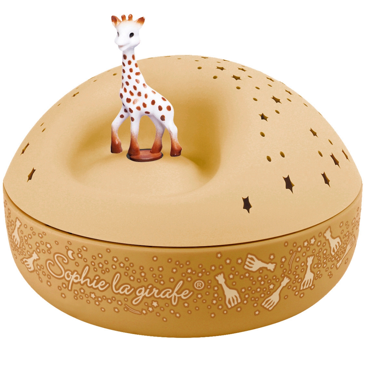 Veilleuse projecteur d'étoiles musical Sophie la girafe jaune (12 cm) (Trousselier) - Image 1