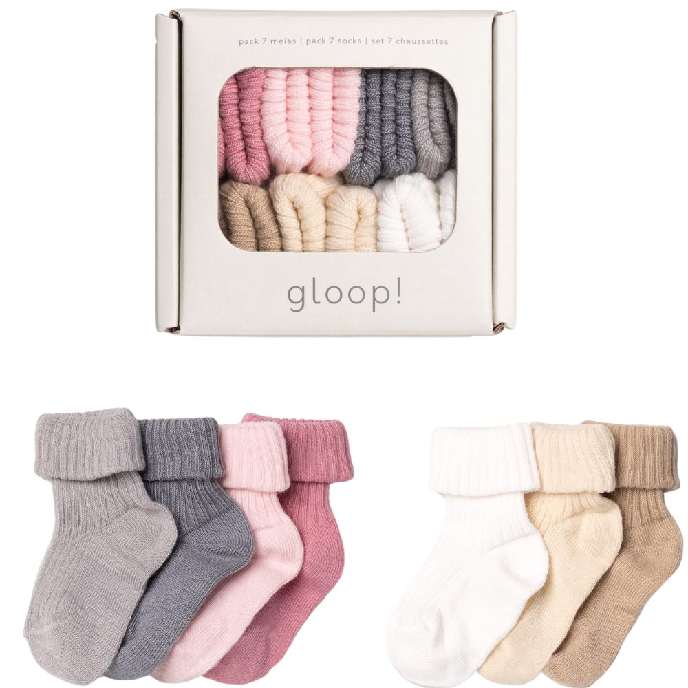 Lot de 7 paires chaussettes soft pink (0-3 mois) (Gloop !) - Couverture