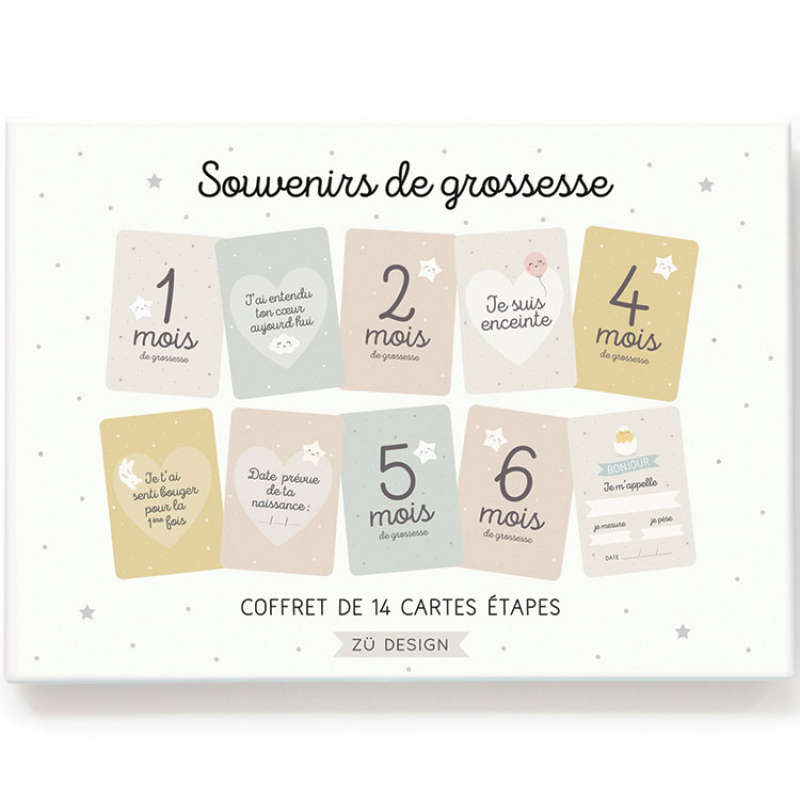 Cartes étapes souvenirs de grossesse (14 cartes) (Zü) - Image 1