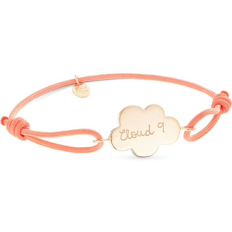 Bracelet bébé sur cordon Nuage personnalisable (plaqué or) (Merci Maman) - Image 1