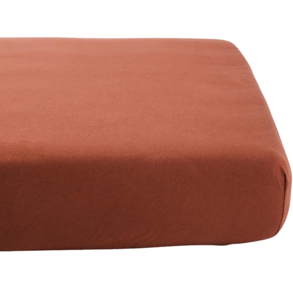 Drap housse en coton bio Terracotta (60 x 120 cm) (Kadolis) - Image 1