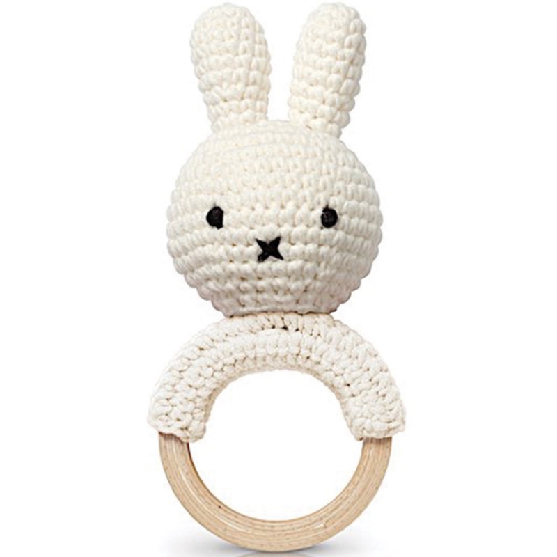 Hochet anneau de dentition Miffy blanc (Just Dutch) - Couverture