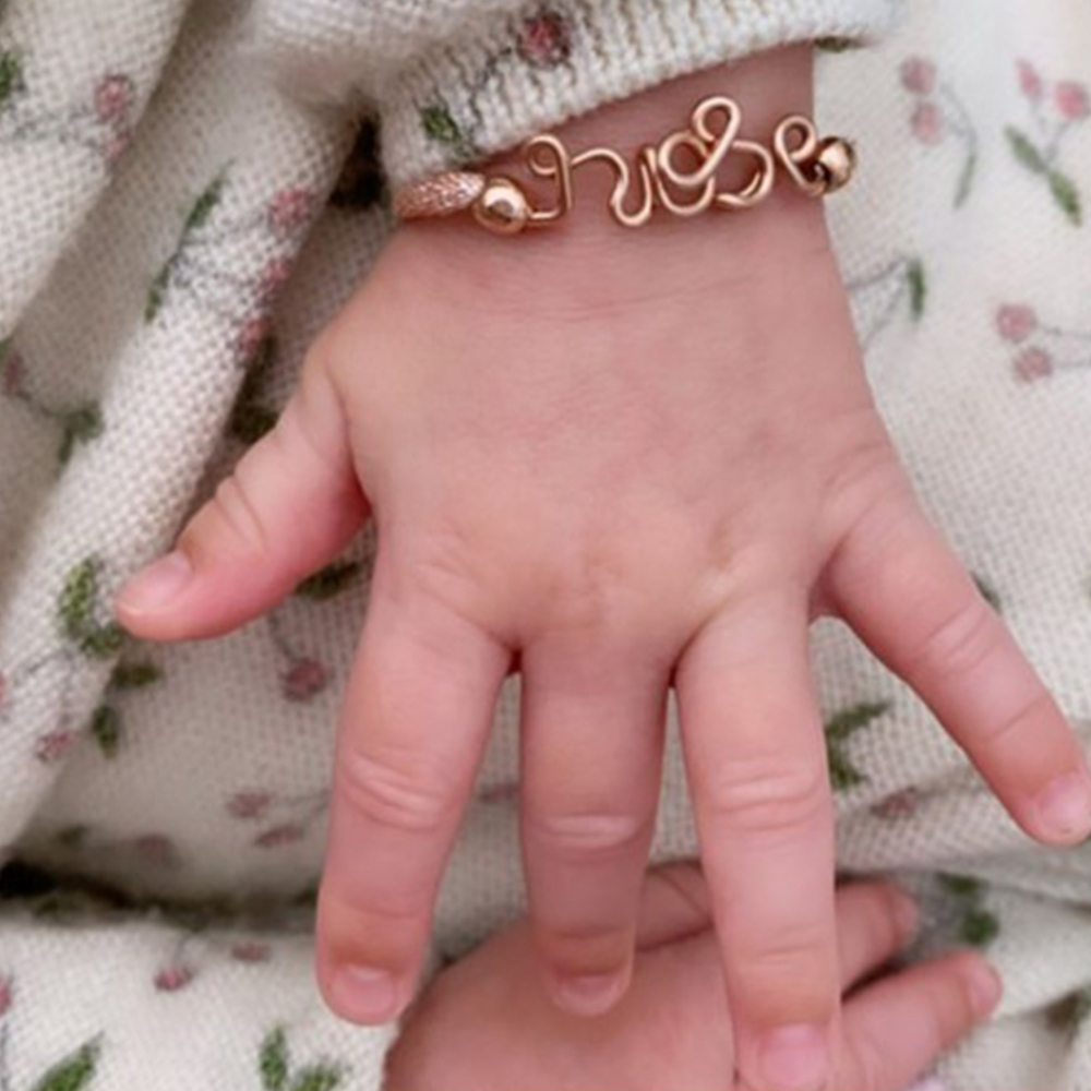 Bracelet cordon paillette Prénom goldfilled rose (personnalisable) (Padam Padam) - Image 1