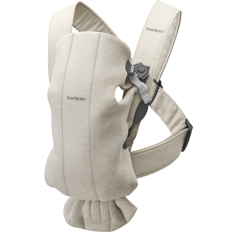 Porte-bébé Mini en jersey 3D beige clair (BabyBjörn) - Image 2