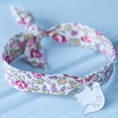 Bracelet enfant Liberty avec colombe personnalisable (argent 925°) (Merci Maman) - Image 3