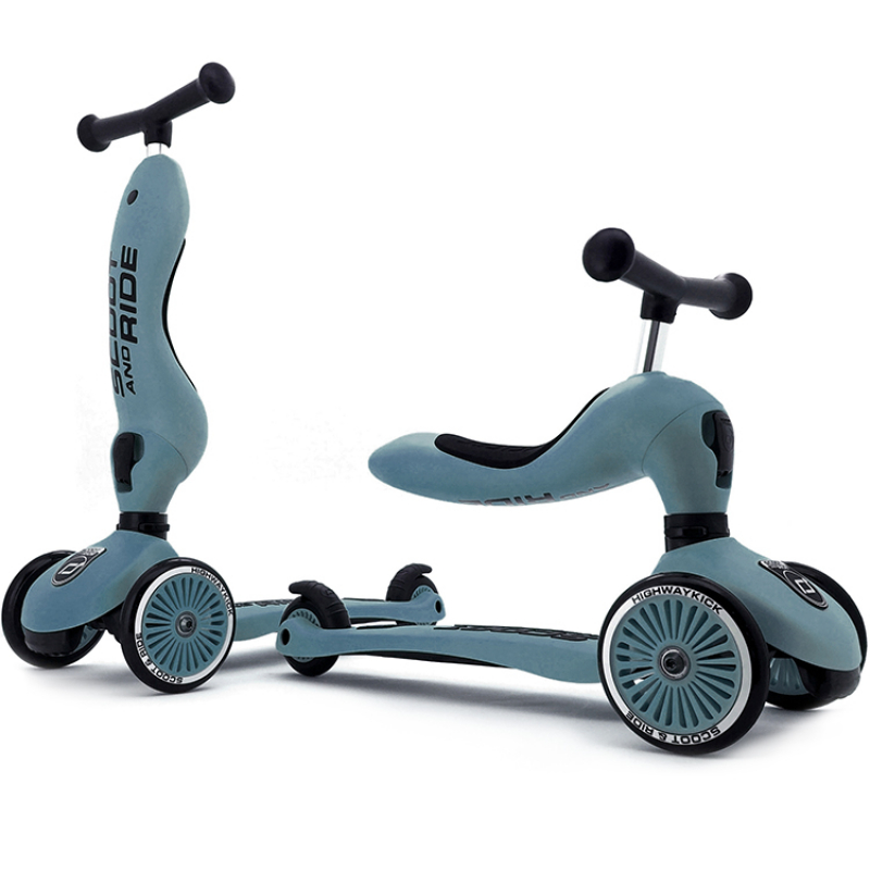 Porteur évolutif en trottinette Highwaykick 1 bleu acier (Scoot And Ride) - Image 1