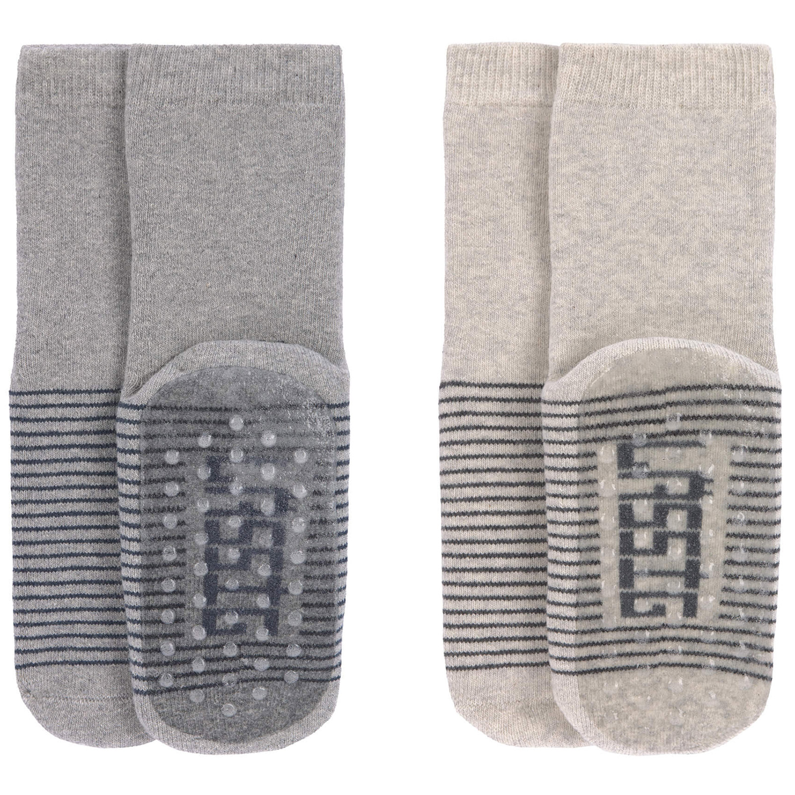 Lot de 2 paires de chaussettes antidérapantes en coton bio gris (pointure 23-26) (Lässig) - Image 1