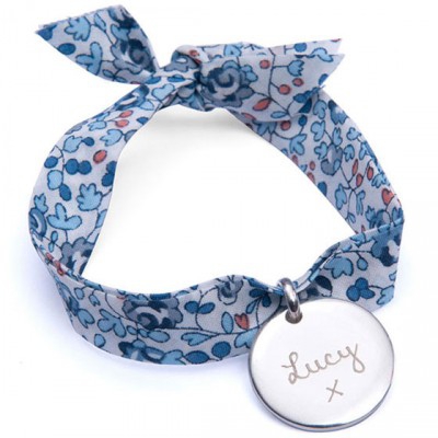 Bracelet enfant Liberty avec médaille personnalisable (argent 925°) (Merci Maman) - Image 1