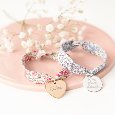 Bracelet enfant Liberty avec médaille personnalisable (argent 925°) (Merci Maman) - Image 2