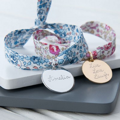 Bracelet enfant Liberty avec médaille personnalisable (argent 925°) (Merci Maman) - Image 3