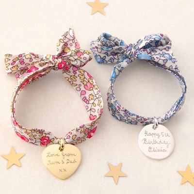 Bracelet enfant Liberty avec médaille personnalisable (argent 925°) (Merci Maman) - Image 4