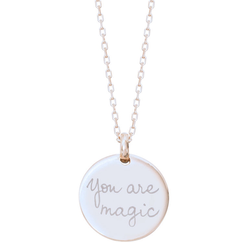 Collier Signature médaille 2 cm personnalisable (argent 925° ) (Merci Maman) - Image 1