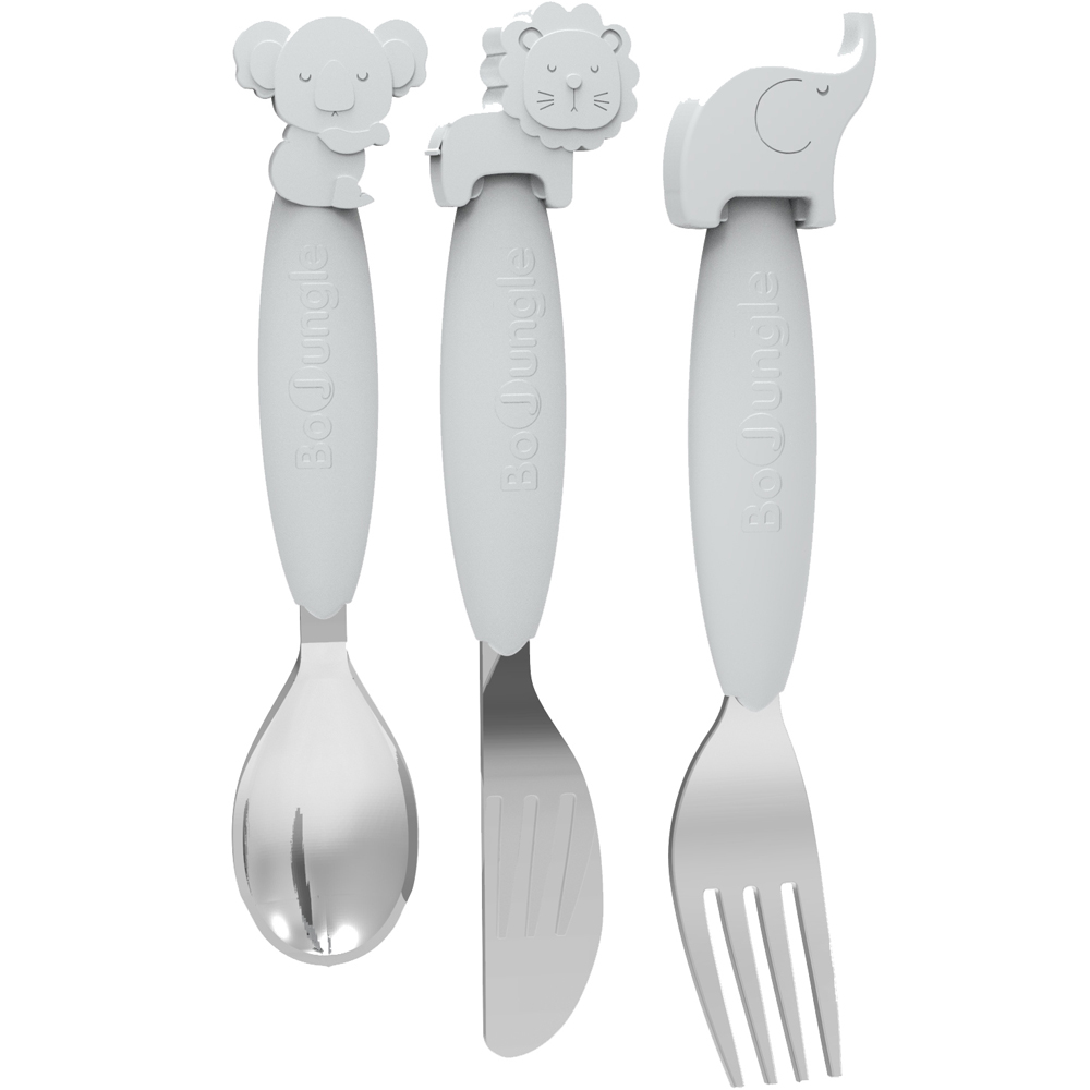 Set de couverts en inox et silicone gris (3 pièces) (Bo Jungle) - Image 1