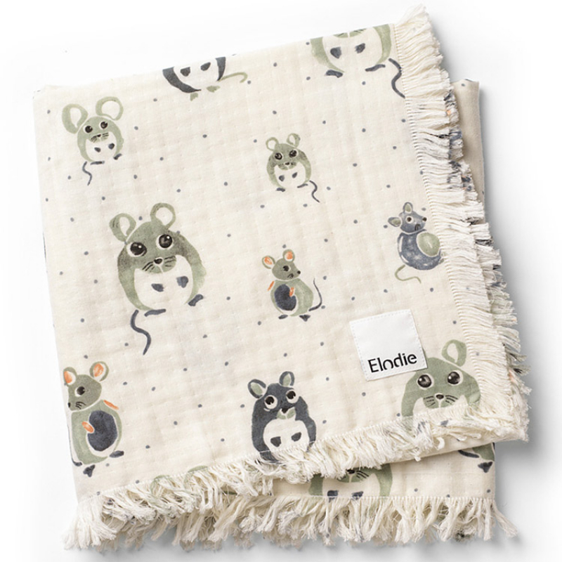 Couverture en coton froissé souris Forest Mouse (75 x 100 cm) (Elodie Details) - Image 1